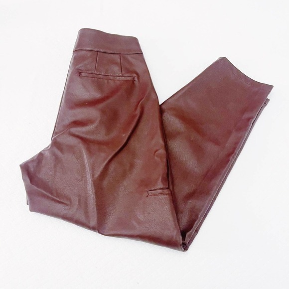 ASOS Oxblood Deep Red Faux Leather Slack 32 x 32 - Picture 6 of 8